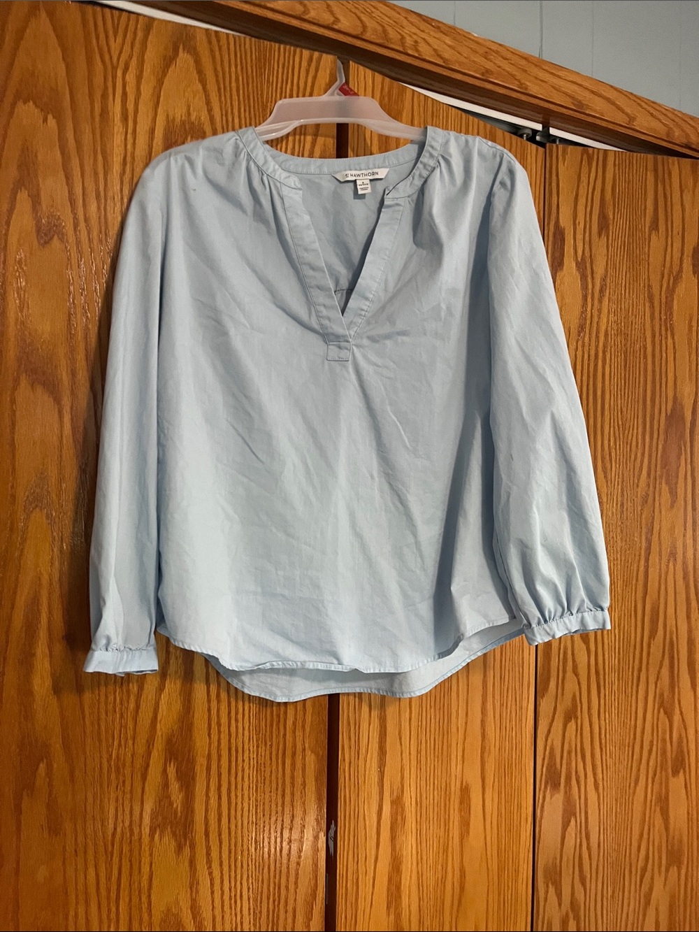 41 Hawthorn Powder Blue V-Neck Peasant Blouse